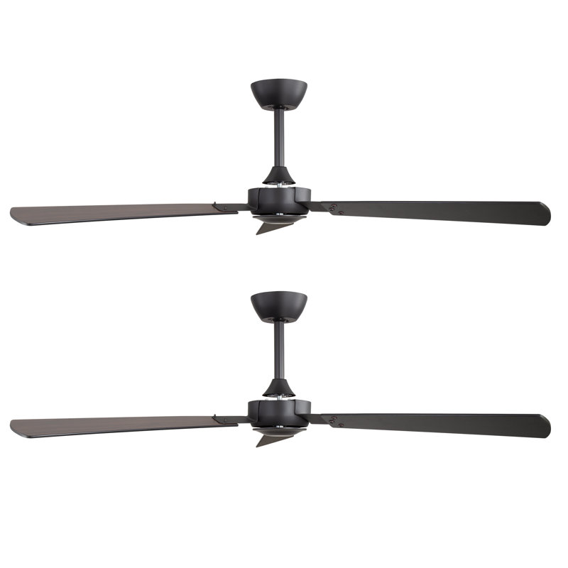 52" Black Ceiling Fan With Remote Control No Lights,Modern Reversible DC Motor Indoor Outdoor 3 Blades Ceiling Fans For Patio Bedroom Living Room