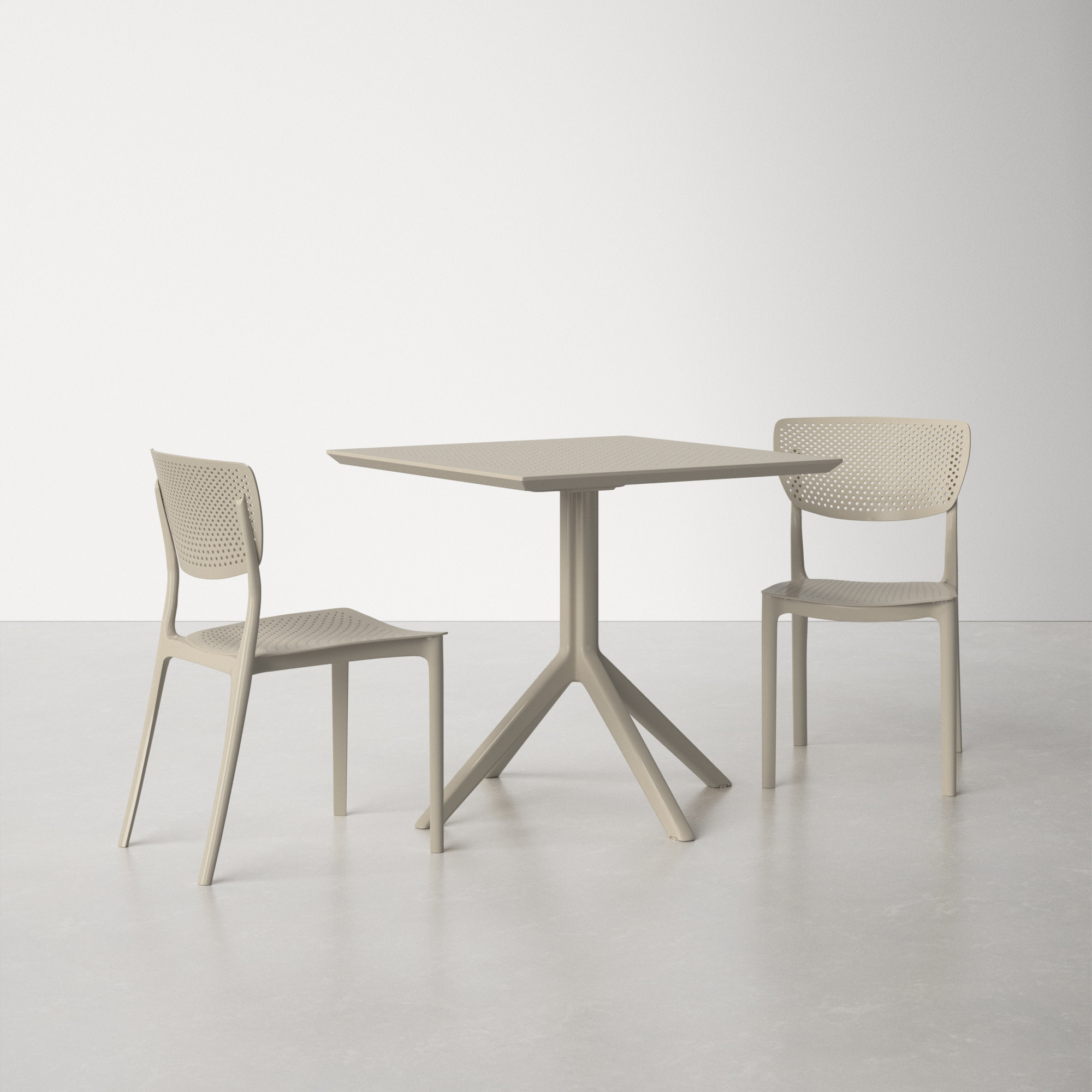 Farrah 31" Square 2-Person Bistro Set, 31.5" D x 31.5" W x 29.5" H, Taupe