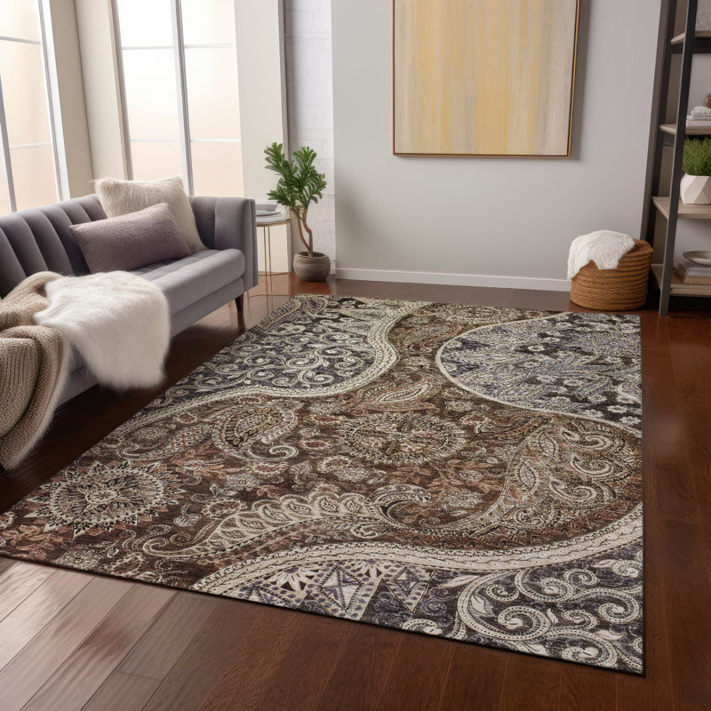 Chantille Red and Brown Washable Synthetic Area Rug 9' x 12'