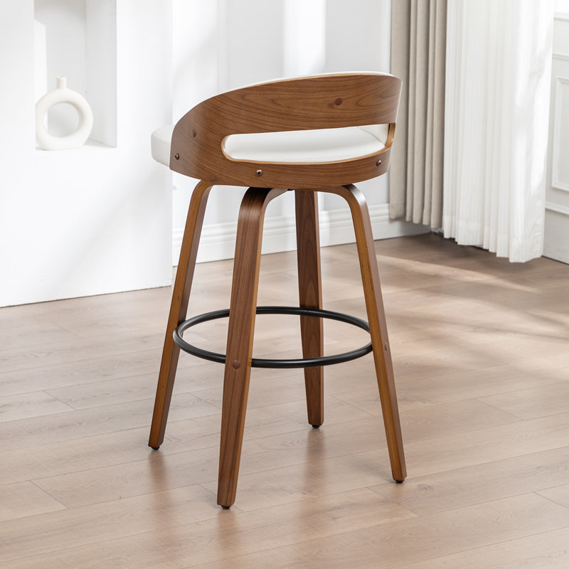 Swivel Upholstered Counter Stool, White, Counter Stool (63.5cm Seat Height)