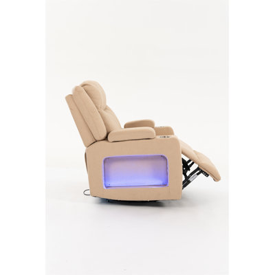 Fauteuil inclinable électrique très large pivotant à 270 ° avec massage thermique - USB et port de charge de type C - Fauteuil inclinable pivotant en velours pour le bureau de la chambre à coucher du salon