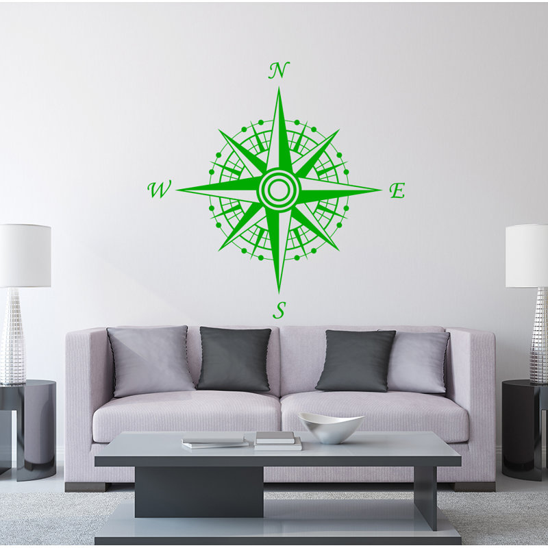 Décalcomanie murale autocollante compass, Vert tilleul