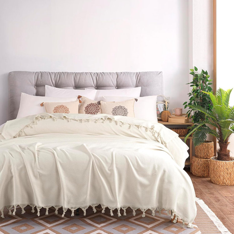 Throw Blanket, 230cm x 200cm, Cream