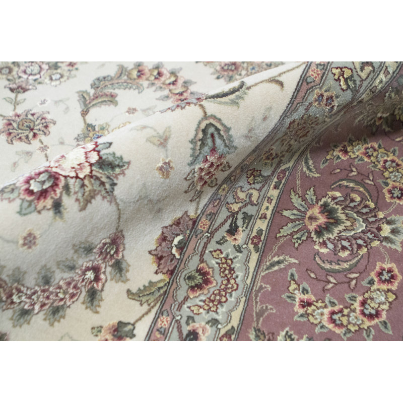 Tapis beige et rouille de haute qualité noué à la main