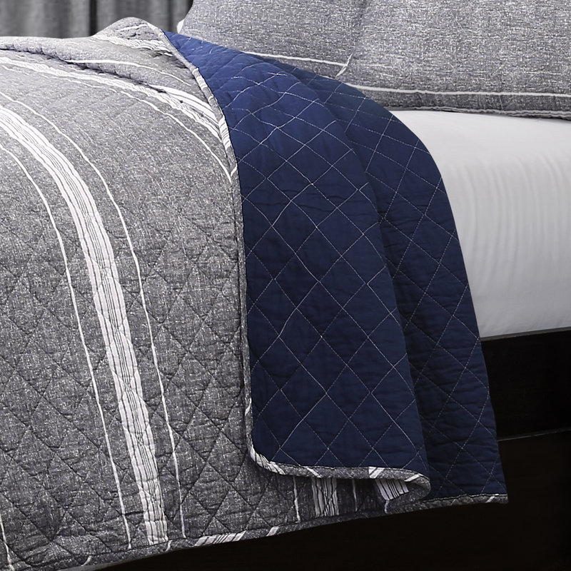 Marlton Stripe 3 Piece Quilt Set, Queen Quilt + 2 Shams
