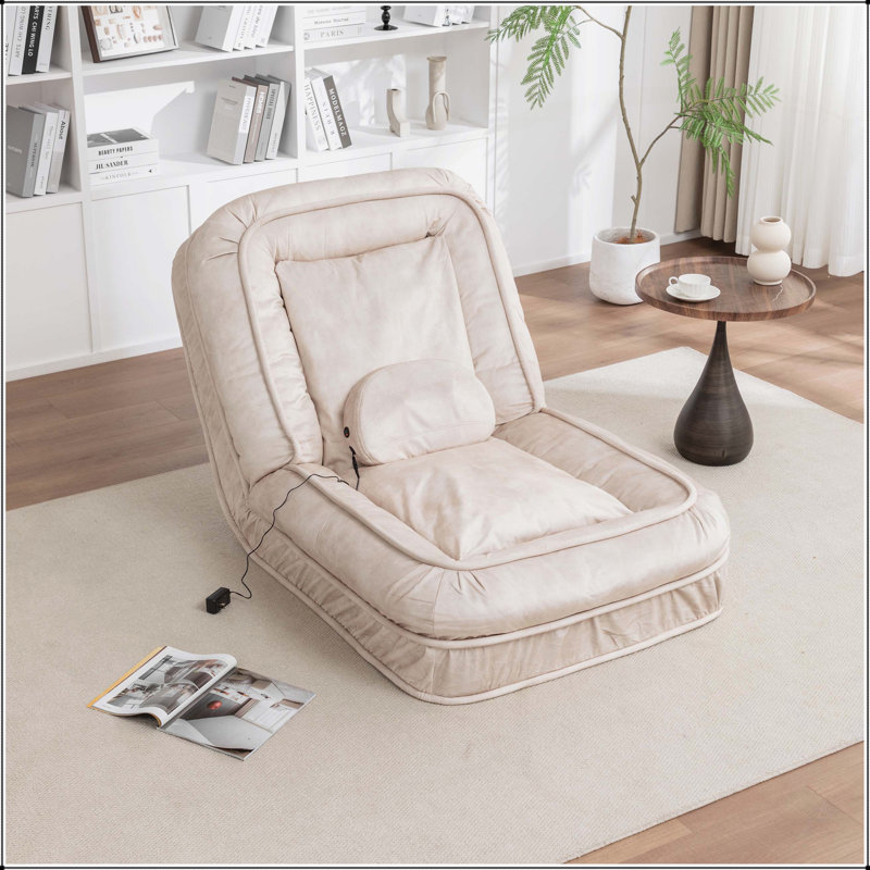 Upholstered Human Dog Bed, Beige Velvet