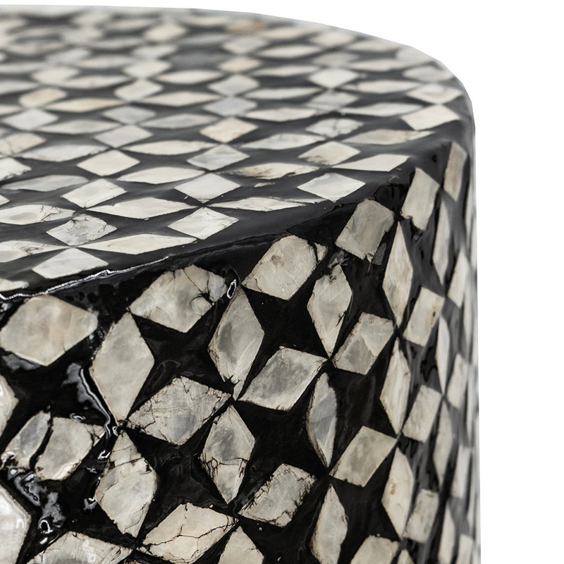 Tabouret d'appoint rond 19,7 pouces de hauteur pour l'intérieur et l'extérieur avec motif géométrique