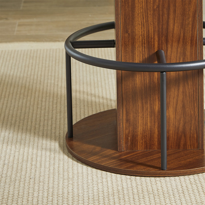 Ensemble de table de bar et tabouret 3 pièces 31,5 pouces Table de bar ronde avec deux tabourets, Noyer