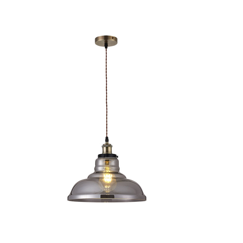 Sonny 1 - Light Dome Pendant, Vintage Smoked, Twisted Brown Braided