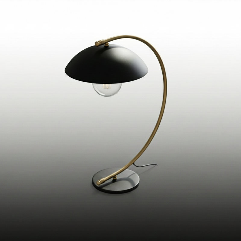 Lampe de travail courbée Elara, Or brossé
