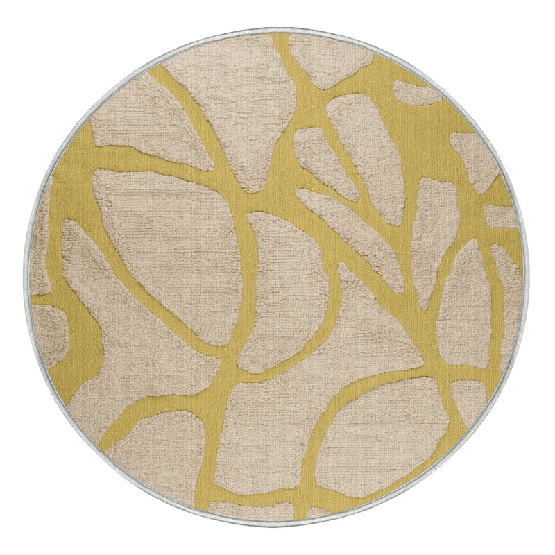 Tapis beige lavable à la machine, Rond 7 pi