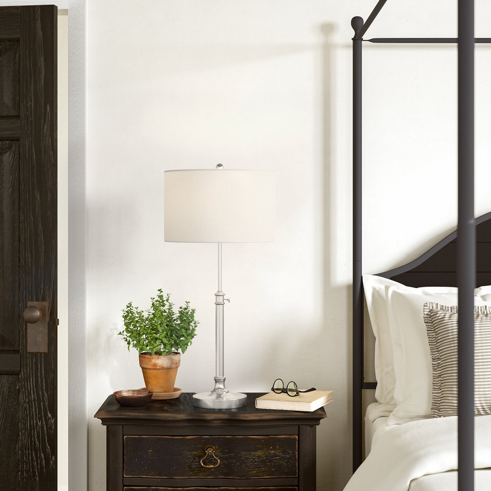 Elita Bedside Lamp, Brushed Steel