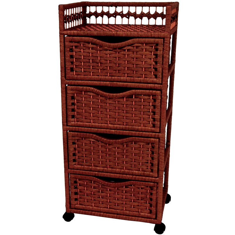Commode de rangement 4 tiroirs Chasity, Acajou