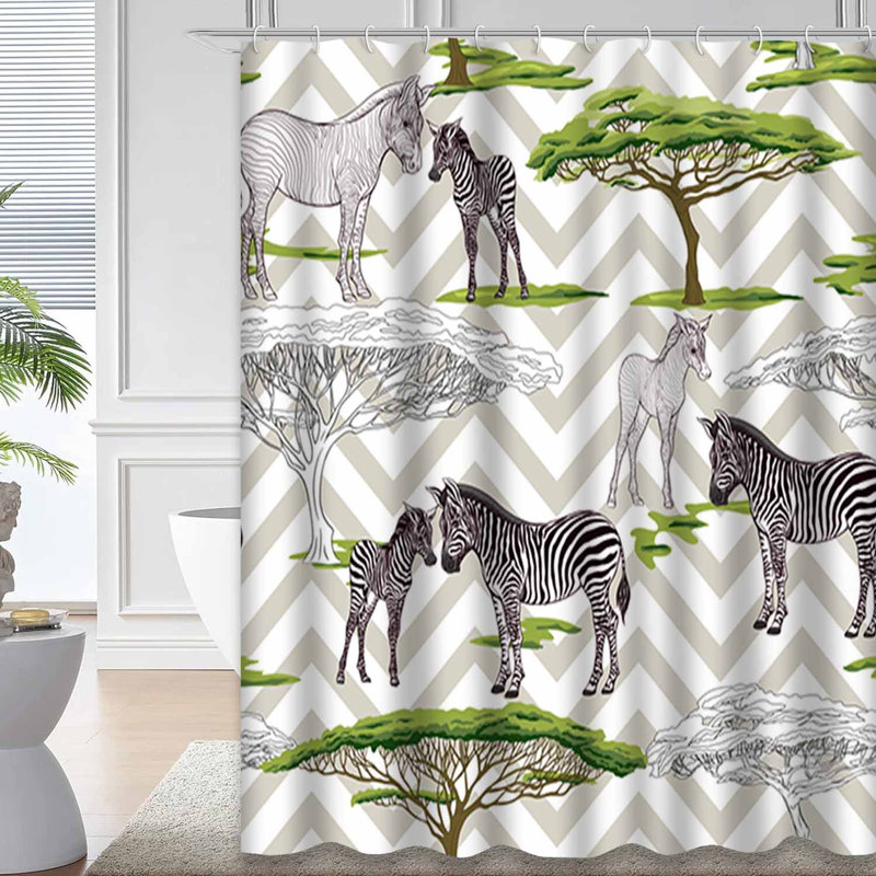 Rideau de douche Zebra Zigzag, L 72 po x l 84 po