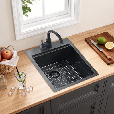 Évier de cuisine simple 15 po x 20 po en acier inoxydable 304