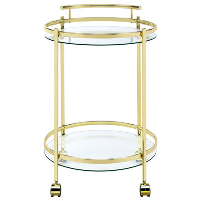 Chrissy Round Glass Shelf Metal Bar Cart Chrome