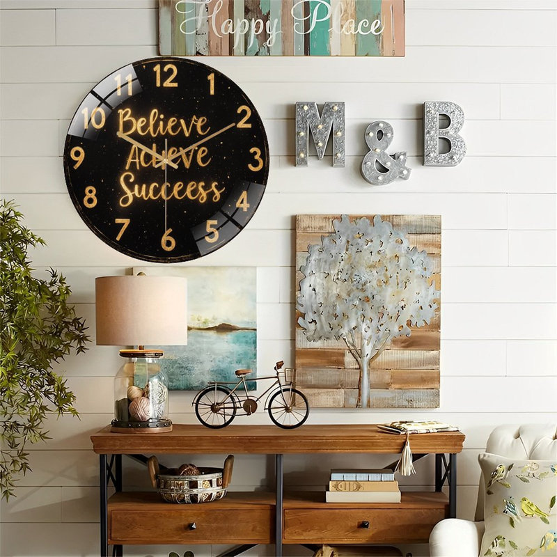 Horloge murale en or 12 po
