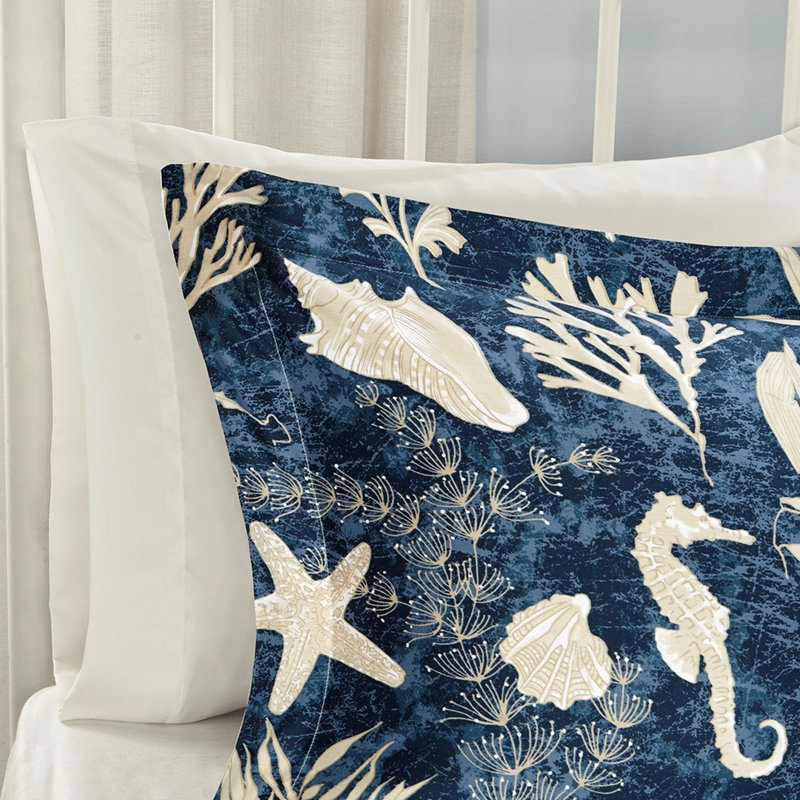 Literie relaxante en coton bleu 7 pièces