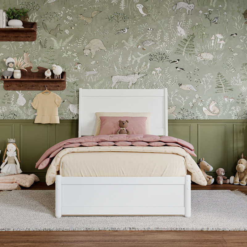 Lit gigogne en bois massif Avdesh, Blanc, Simple