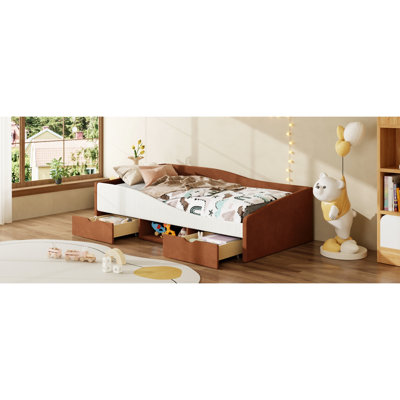 Upholstered  Daybed Frame with 2 Storage Drawers