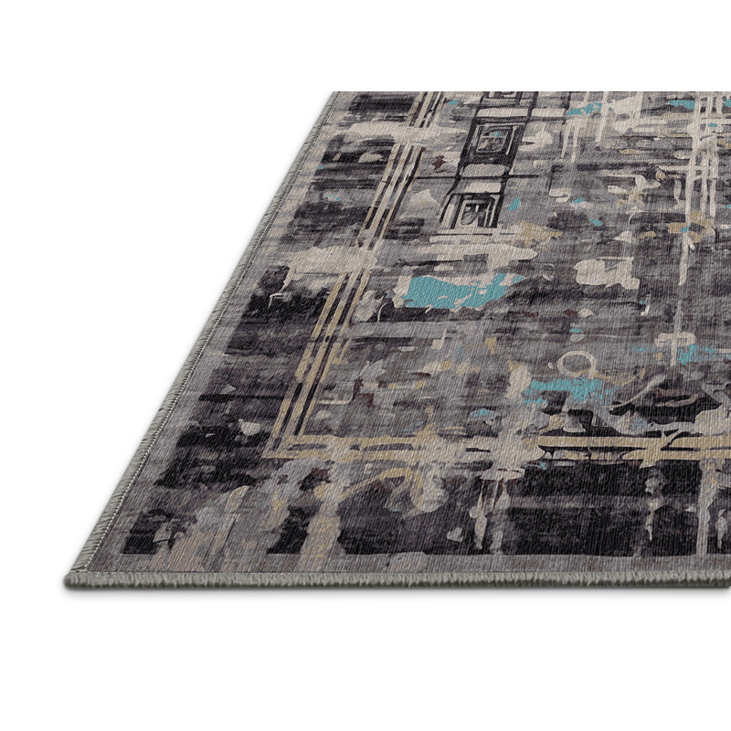Machine Washable Gray Area Rug, Rectangle 8' x 10'