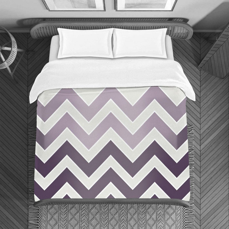 Housse de couette à chevrons, Housse de couette très grand, Mauve / blanc