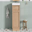 Meuble-lavabo de 15,75 po avec lavabo réversible en résine, armoire en panneau de fibres à densité moyenne, tablette réglable + porte à pousser, finition en mélamine grain de bois, porte réversible, style rustique