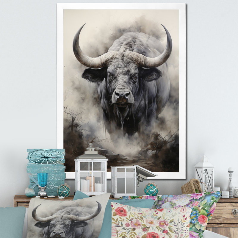 Keidy Afrique - buffles d'Afrique - impression, H 20 po x l 12 po x P 1 po, Cadre simple blanc