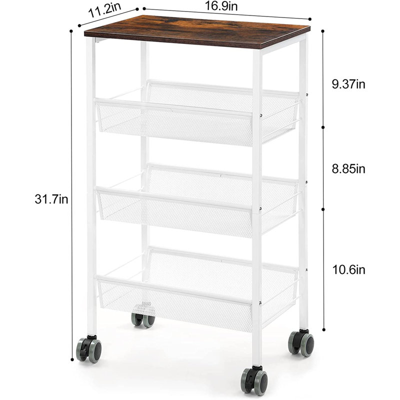 31.7'' H x 16.9'' W Utility Cart with Wheels