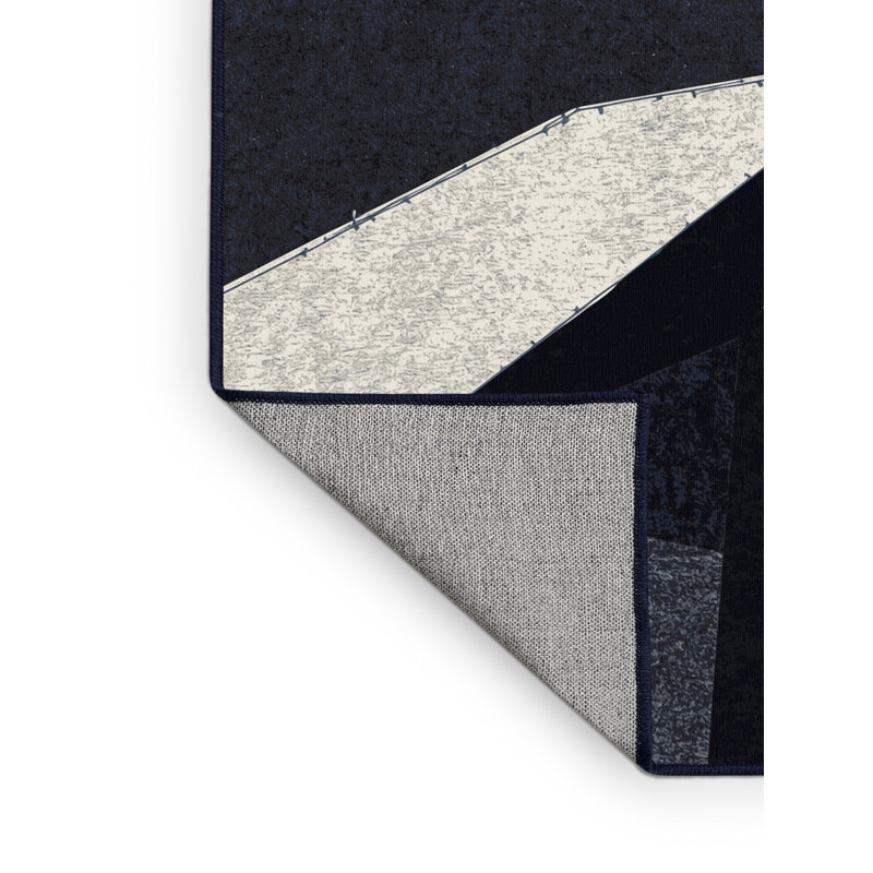Tapis gris lavable à la machine à motif géométrique Buckland, 7 x 9