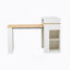 Table de salle à manger extensible avec plateau de table pliable, table de bar avec tiroirs et prise de courant, îlot de cuisine avec roulettes et crochets, buffet pour la cuisine et la salle à manger (blanc crème + naturel)-1709827702-1709827703