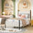 Twin Size Bed Frame with Vertical Stripes headboard Bedroom Platform Bed Vintage Metal Legs No Box Spring Needed Easy to assemble White(Bed frame only)-1784908673-1784908679