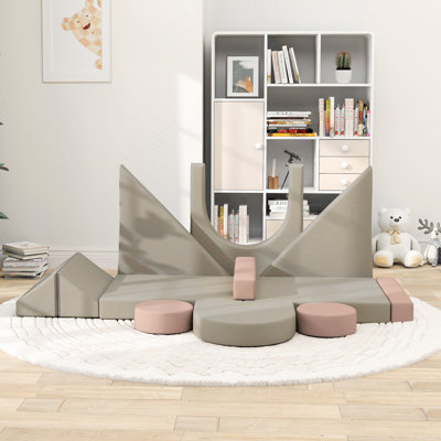 Couchette de jeu modulaire 12 pièces pour chambre de jeu, canapé convertible en mousse pour enfants et coussin de plancher Qabo