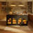71" Modern Black Kitchen Island With Storage Glass Doors Kitchen Table With Led Light Strip