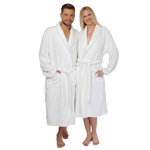 Terry Cloth Gender Neutral Mid-Calf Bathrobe with Pockets