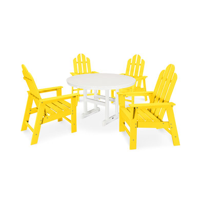POLYWOOD Long Island 5-Piece Round Farmhouse Dining Set