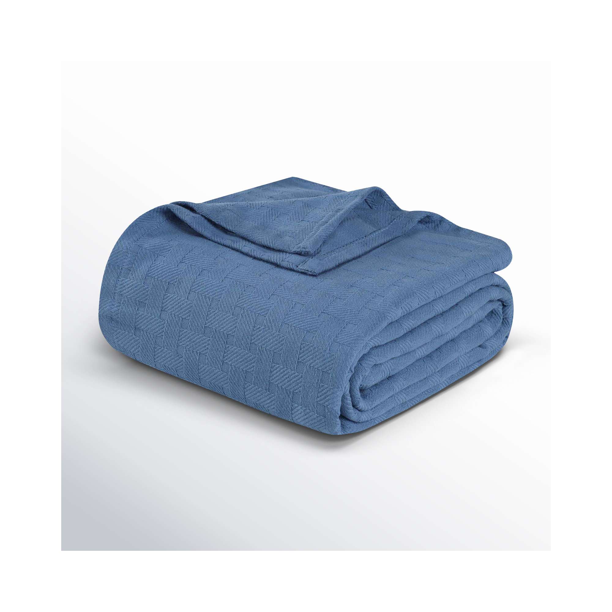 Bertie Cotton Machine Woven Throw Blanket, Blue, California King