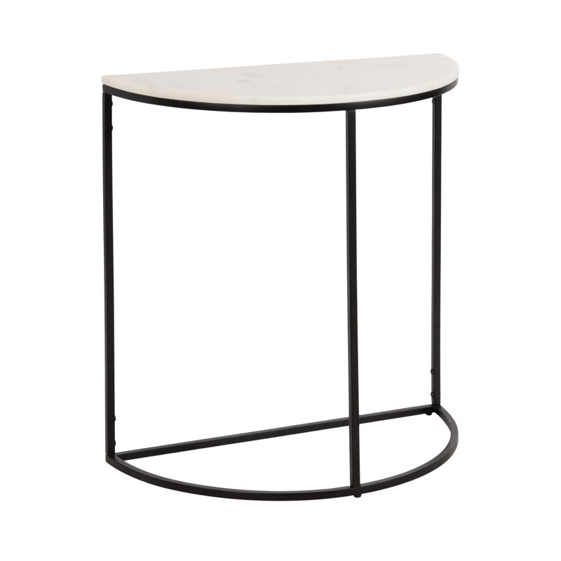 Marble and Metal Half-Circle Console Table, Black