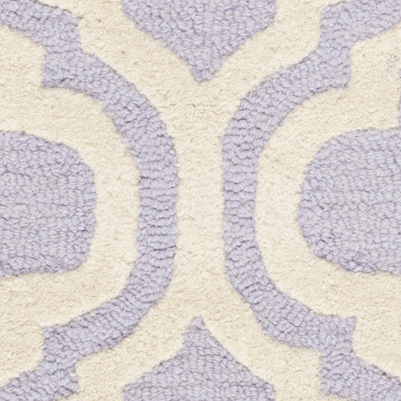 Lavender and Ivory Hand-Tufted Wool Geometric Rug 3' x 5'