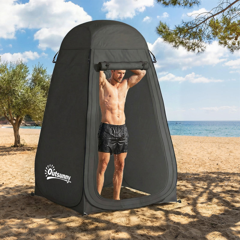 Tente de douche Pop Up, vestiaire d'intimité pour l'extérieur, noir, Noir
