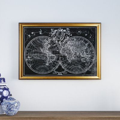 « monde map », reproduction d’art sur toile encadrée