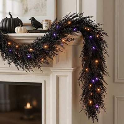 183 cm in. Lighted Fresh Faux Artificial Garland