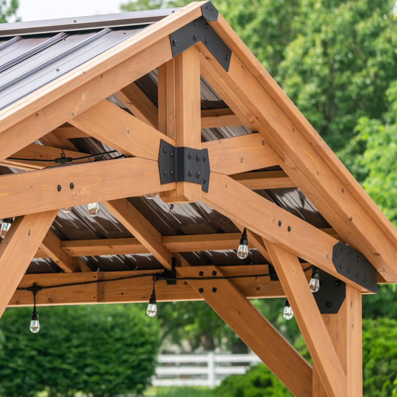 Norwood 16 ft. x 12 ft. Cedar Wood Gazebo with Steel Roof