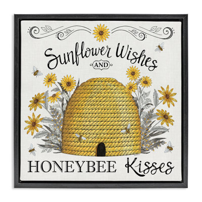 «Sunflower Wishes Honeybee Kisses Floater», art mural sur toile par Elizabeth Tyndall