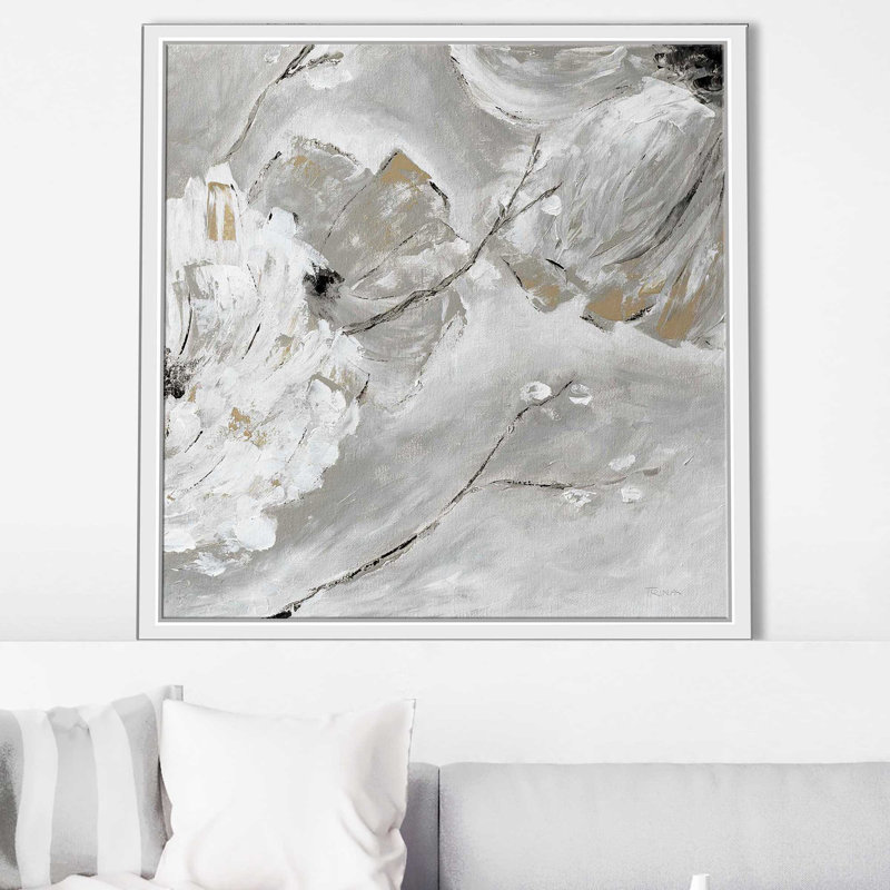" Silver Sun Garden II " by Katrina Craven, White Floater Frame, 27.5" H x 27.5" W x 2" D