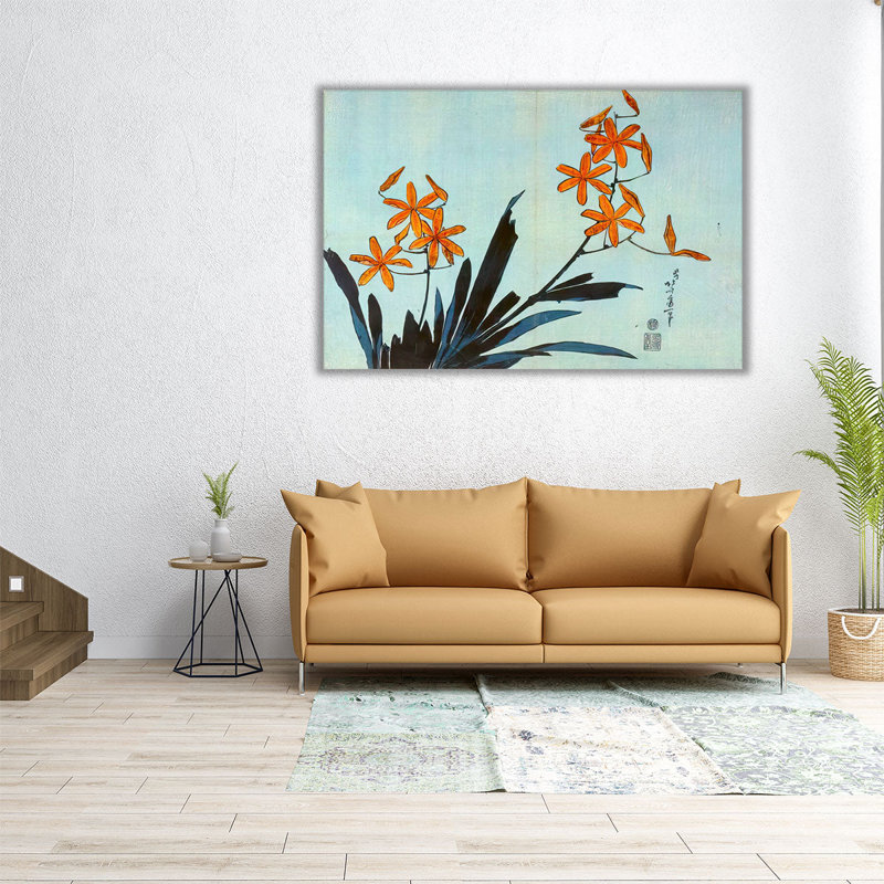 Orange Orchids - reproduction d'art sur toile, H 40 po x l 60 po