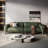 Mid century modern sofa,Genuine Leather Modular sofa with Solid Wood, Green couch-105275638-105275640-105275641