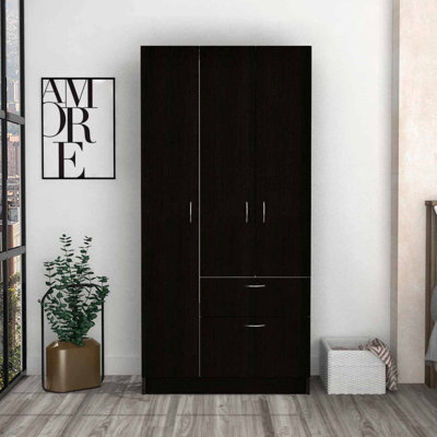 Armoire rectangulaire 1 tiroir wengé noir et blanc