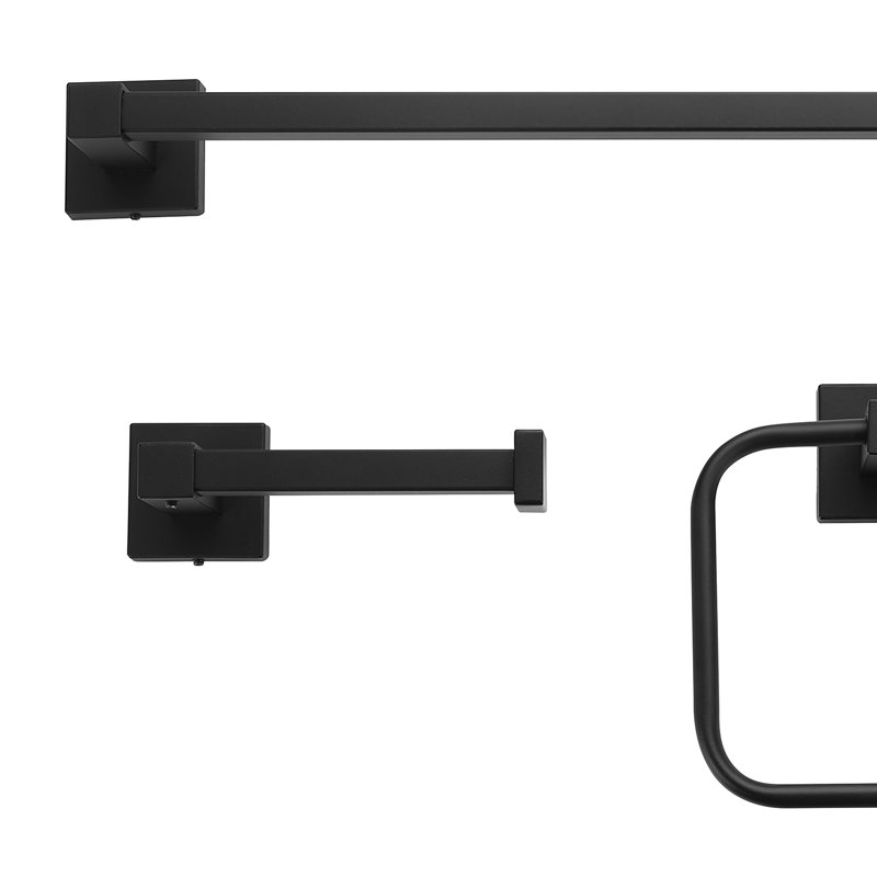Dakota 4 - Piece Bathroom Hardware Set, Black