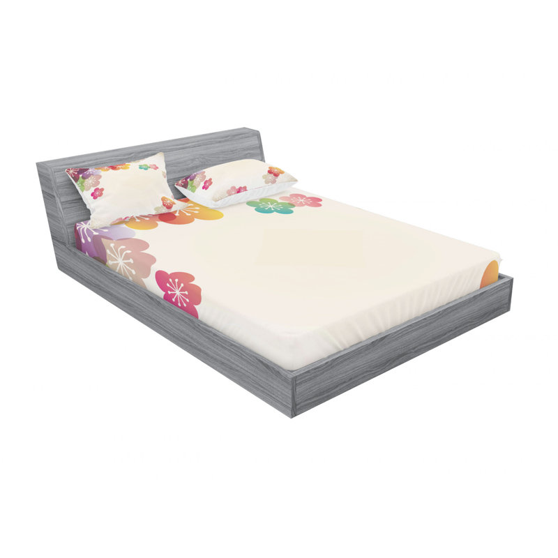 Microfiber Floral Sheet Set, Queen Sheet Set with Fitted Sheet
